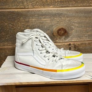 Vans Unisex Classic Hi Top White Rainbow Pride Sneakers 9.5M/11.5W